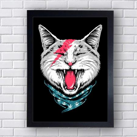 Quadro Decorativo Gato Rock Cat Mod 290 21x30cm - Sempre Viva Home Decor Imagem de Quadro Decorativo Gato Rock Cat Mod 290 21x30cm