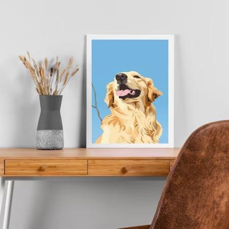 Imagem de Quadro Decorativo Golden Retriever 45x34cm - com vidro