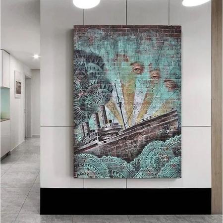 Imagem de Quadro Decorativo Grande Arte Urbana Abstrato Navy - 150x80cm