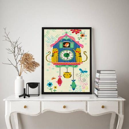 Imagem de Quadro Decorativo Infantil RelógioCuco 33x24cm