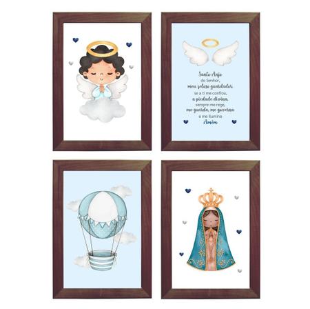 Imagem de Quadro Decorativo Infantil Santo Anjo Guarda Nossa Senhora