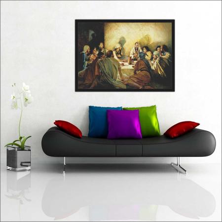 Imagem de Quadro Decorativo Jesus Cristo Santa Ceia Apóstolos  Religiosidade Salas Decoração Com Moldura