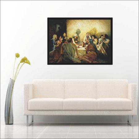 Imagem de Quadro Decorativo Jesus Cristo Santa Ceia Apóstolos  Religiosidade Salas Decoração Com Moldura