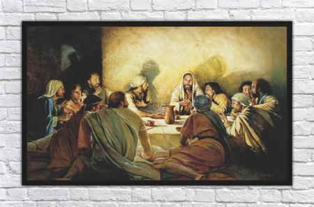 Imagem de Quadro Decorativo Jesus Santa Ceia Apóstolos Com Moldura 1 metro x 60 cm TT03