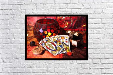 Quadro Decorativo Jogo Cartas Tarot Com Moldura RC021