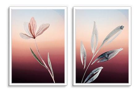 Quadro Decorativo Kit Flor Aquarela Bordô - Quadratos Quadros Decorativos Imagem de Quadro Decorativo Kit Flor Aquarela Bordô