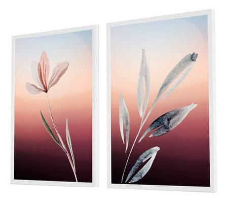 Quadro Decorativo Kit Flor Aquarela Bordô - Quadratos Quadros Decorativos Imagem de Quadro Decorativo Kit Flor Aquarela Bordô