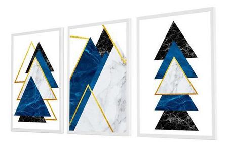 Quadro Decorativo Kit Geométrico Azul&dourado - Quadratos Quadros Decorativos Imagem de Quadro Decorativo Kit Geométrico Azul&dourado
