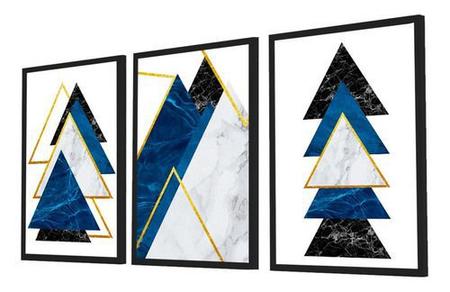 Quadro Decorativo Kit Geométrico Azul&dourado - Quadratos Quadros Decorativos Imagem de Quadro Decorativo Kit Geométrico Azul&dourado