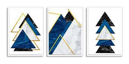 Quadro Decorativo Kit Geométrico Azul&dourado - Quadratos Quadros Decorativos Imagem de Quadro Decorativo Kit Geométrico Azul&dourado