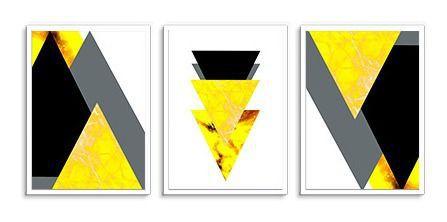 Quadro Decorativo Kit Geométrico Mármore Amarelo - Quadratos Quadros Decorativos Imagem de Quadro Decorativo Kit Geométrico Mármore Amarelo