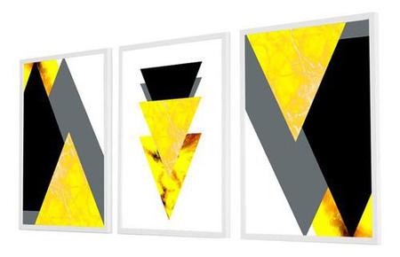 Quadro Decorativo Kit Geométrico Mármore Amarelo - Quadratos Quadros Decorativos Imagem de Quadro Decorativo Kit Geométrico Mármore Amarelo