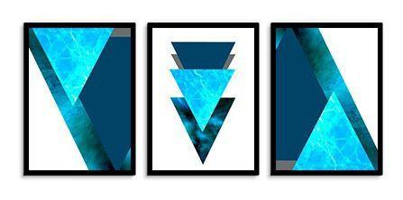 Quadro Decorativo Kit Geométrico Mármore Azul - Quadratos Quadros Decorativos Imagem de Quadro Decorativo Kit Geométrico Mármore Azul