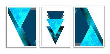 Quadro Decorativo Kit Geométrico Mármore Azul - Quadratos Quadros Decorativos Imagem de Quadro Decorativo Kit Geométrico Mármore Azul