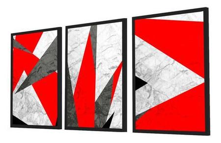Quadro Decorativo Kit Geométrico Vermelho - Quadratos Quadros Decorativos Imagem de Quadro Decorativo Kit Geométrico Vermelho