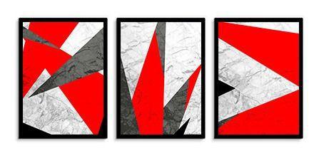 Quadro Decorativo Kit Geométrico Vermelho - Quadratos Quadros Decorativos Imagem de Quadro Decorativo Kit Geométrico Vermelho