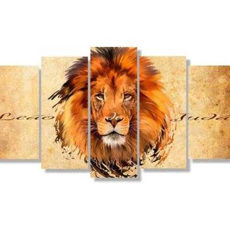 quadro decorativo leão tribo de juda sala 5 peças - Leron Imagem de quadro decorativo leão tribo de juda sala 5 peças