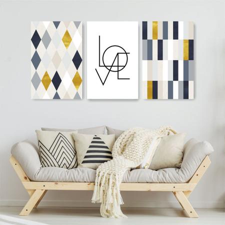 Quadro Decorativo Love Amarelo 3P Sem Moldura 115x57 Sala Quarto - Império Dos Quadros Imagem de Quadro Decorativo Love Amarelo 3P Sem Moldura 115x57 Sala Quarto