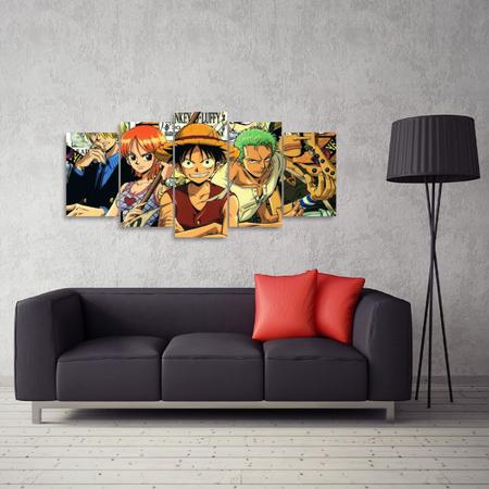 Quadro Decorativo Mosaico 5 peças Anime One Piece Luffy Pirata Desenho em  Promoção na Americanas