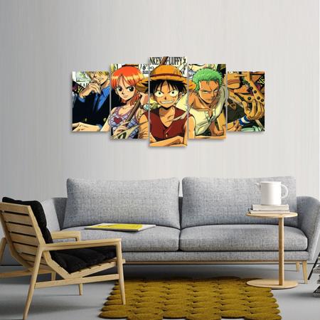 Quadro Decorativo Mosaico 5 peças Anime One Piece Luffy Pirata Desenho em  Promoção na Americanas