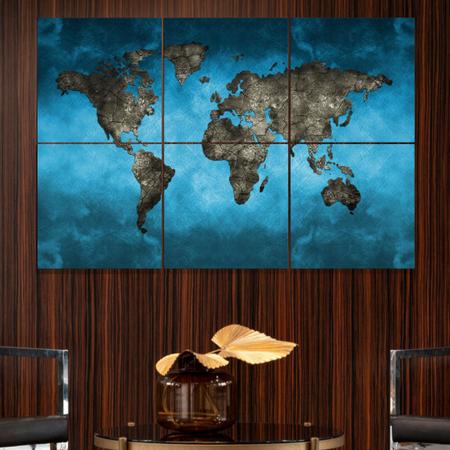 Quadro decorativo mapa mundi Mapa do mundo azul - TenStickers