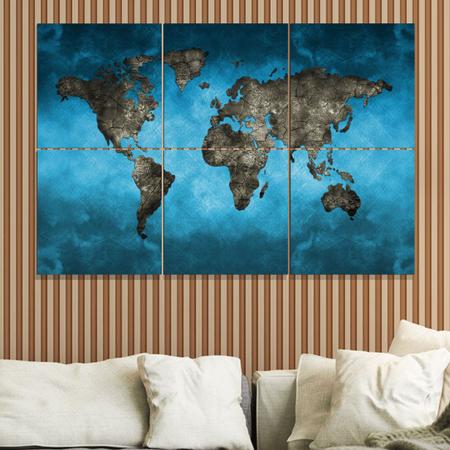 Quadro decorativo mapa mundi Mapa do mundo azul - TenStickers