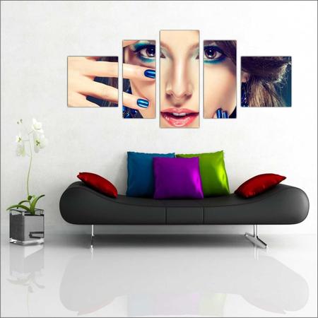 Imagem de Quadro Decorativo Maquiagem Salão De Beleza Fashion Hair 5 Peças TT1