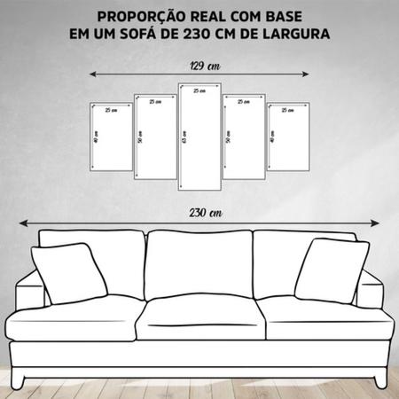 Quadro Decorativo Mosaico 5 Peças Água E Fogo - EXCELÊNCIA-QUADROS