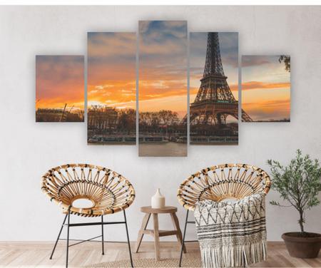 Imagem de Quadro Decorativo Mosaico Torre Eiffel Paris Céu 115X60Cm