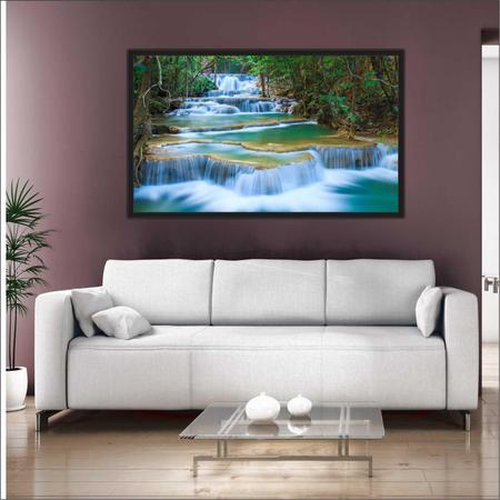 Imagem de Quadro Decorativo Paisagem Cachoeira Pedras Com Moldura 1 metro x 60 cm TT13