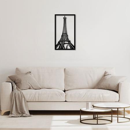 Imagem de Quadro Decorativo Paris Torre Eiffel Preto Vazado em MDF 29x50cm