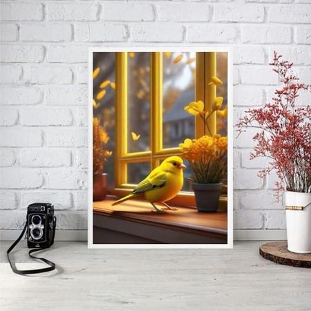 Imagem de Quadro Decorativo Passarinho Amarelo 24X18Cm