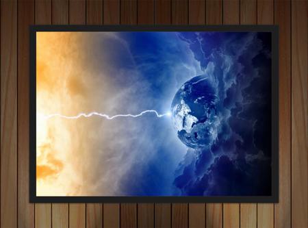 Quadro Decorativo Planeta Terra Raio Espaço Decorações Salas Com Moldura - Vital Quadros Imagem de Quadro Decorativo Planeta Terra Raio Espaço Decorações Salas Com Moldura