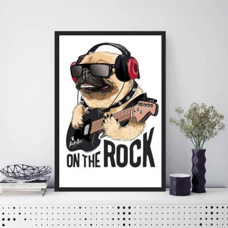 Imagem de Quadro Decorativo Pug On The Rock 33x24cm - com vidro