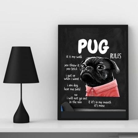 Imagem de Quadro Decorativo Pug Rules 45x34cm - com vidro