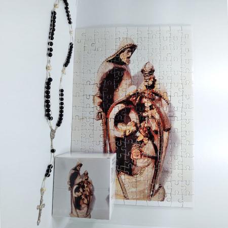 Imagem de Quadro Decorativo Quebra-Cabeça Sagrada Família de 300 peças + Terço Especial