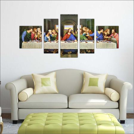 Imagem de Quadro Decorativo Santa Ceia Apóstolos Jesus Religiosidade 5 Peças TT1