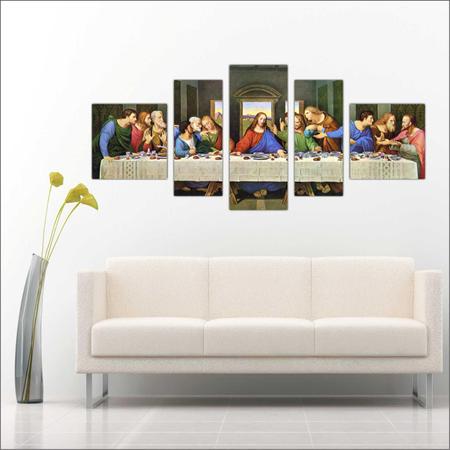 Imagem de Quadro Decorativo Santa Ceia Apóstolos Jesus Religiosidade 5 Peças TT1