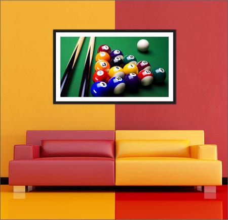 Imagem de Quadro Decorativo Sinuca Bilhar Salas De Jogos Com Moldura 1 metro x 60 cm TT03