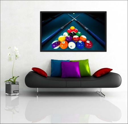 Imagem de Quadro Decorativo Sinuca Salas De Jogos Com Moldura 1 metro x 60 cm TT01