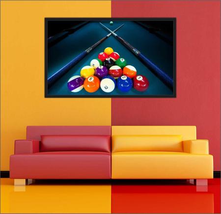 Imagem de Quadro Decorativo Sinuca Salas De Jogos Com Moldura 1 metro x 60 cm TT01