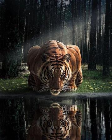 tigre dentro uma vidro jarra com água. 3d ilustração., ai generativo imagem  23181597 Foto de stock no Vecteezy