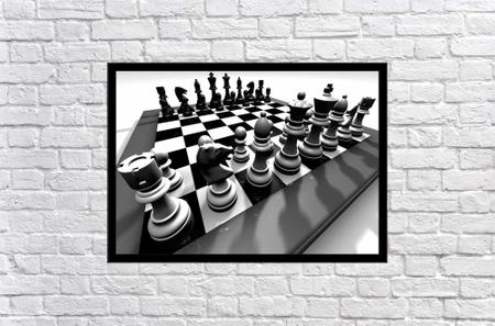 Quadro decorativo desenho jogo tabuleiro de xadrez