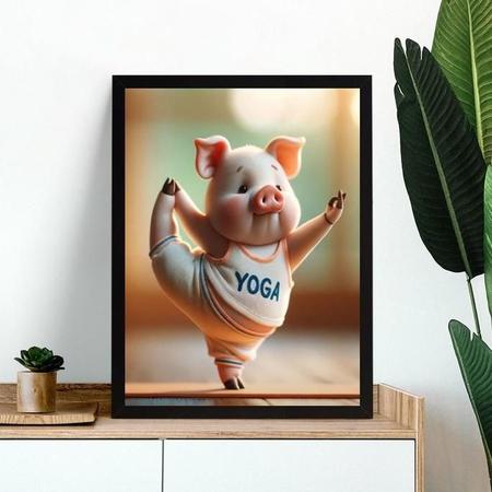 Imagem de Quadro Decorativo Yoga - Porquinho 45X34Cm - Com Vidro