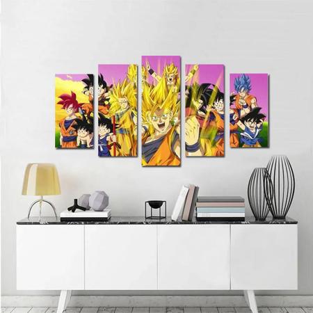 Quadro Decorativo Dragon Ball Goku Super Sayajin 5 Peças