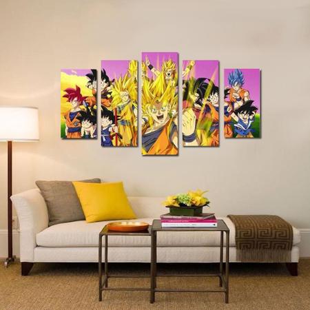 Quadro Decorativo Dragon Ball Z Goku Super Sayajin 5 Peças