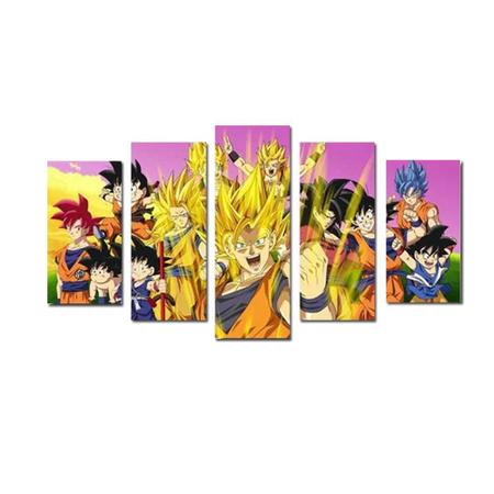 Quadro Dragon Ball Goku Super Sayajin 5 Peças 100x60 - Arte Quadro - Quadro  Decorativo - Magazine Luiza