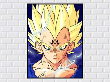 Quadro Decorativo Dragon Ball Vegeta Desenho Com Moldura G18