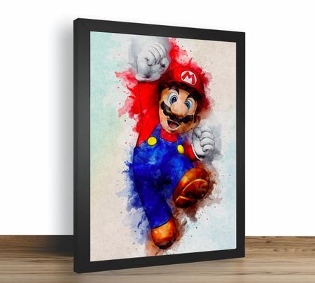 Quadro Emoldurado Retro Poster Games Classico Mario - Quadros A+ Imagem de Quadro Emoldurado Retro Poster Games Classico Mario