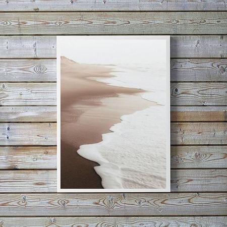 Imagem de Quadro Fotografia Branca Bege Marrom Praia Mar 33X24Cm